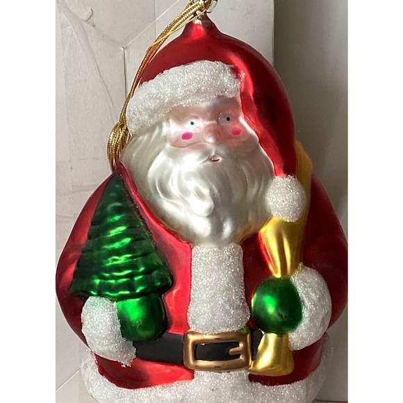 Santa Christmas Tree Ornament Large Mercury Glass 9” In Box Vntg By Roman EUC - Picture 8 of 11